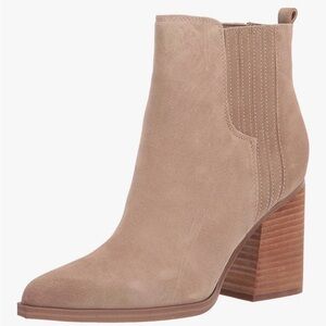 Marc Fisher Taupe Suede Block Heel Ankle Boot